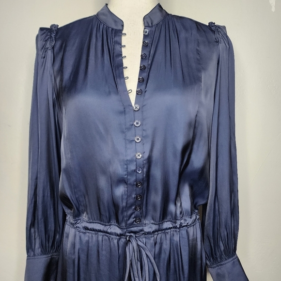 NWT Zadig & Voltaire Relinda Satin Button Front Midi Dress Size Large - Picture 10 of 14